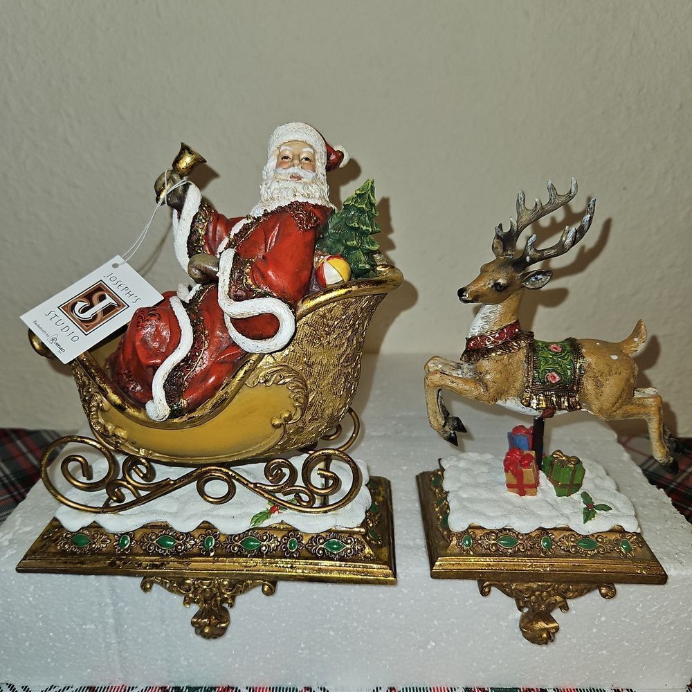 Joseph's Studio Festive Santa and Reindeer Stocking Holder Set